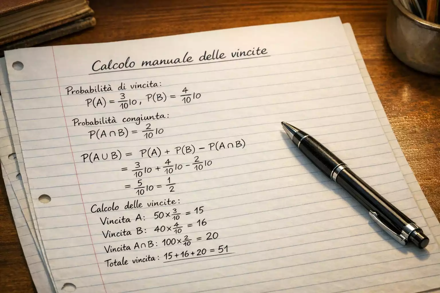 Calcolo manuale vincite scommesse con formule matematiche