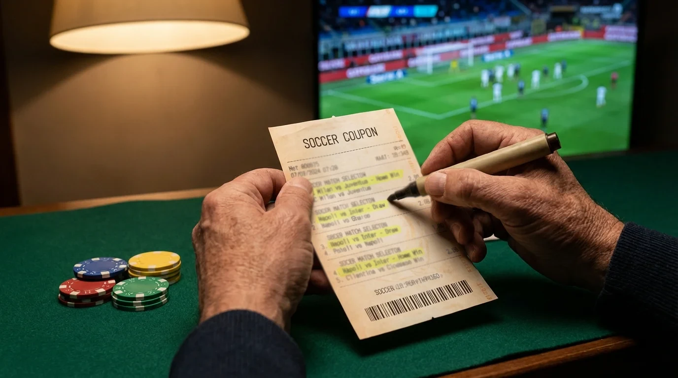 Schedina scommesse sportive con quattro partite di calcio selezionate